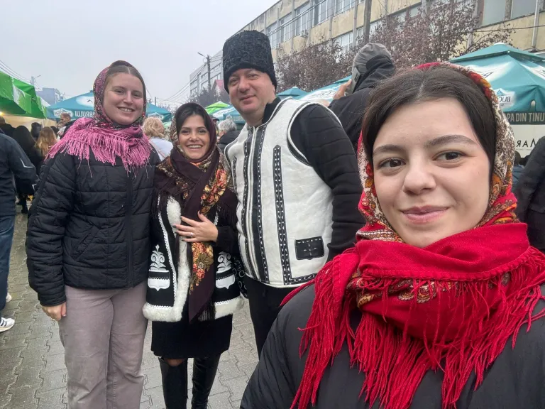 Picture of four friends in the streets of Moldova 
